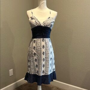 Elegant Navy and White Floral Dress